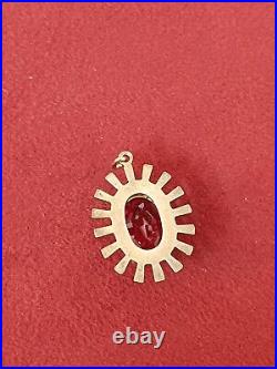 Vintage Soviet Union Silver 875 Pendant USSR Pendant with Red Stone Ruby 4.4 g