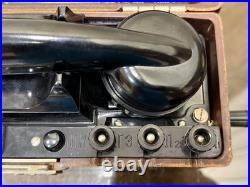 Vintage Soviet Union TAI-43-P Military Field PHONE in Bakelite box USSR, 1966s
