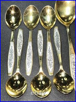 Vintage Soviet Union Tea Spoons Set 1960s USSR Flatware 6 Tea Spoons 2 Spoons