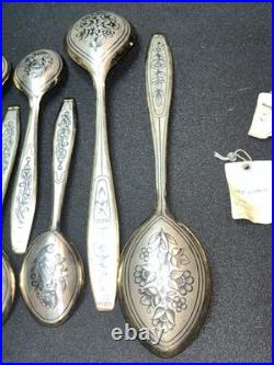 Vintage Soviet Union Tea Spoons Set 1960s USSR Flatware 6 Tea Spoons 2 Spoons