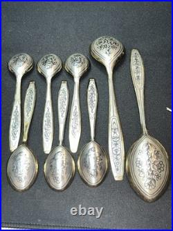 Vintage Soviet Union Tea Spoons Set 1960s USSR Flatware 6 Tea Spoons 2 Spoons