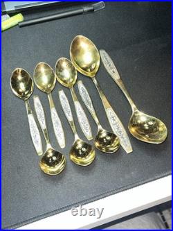 Vintage Soviet Union Tea Spoons Set 1960s USSR Flatware 6 Tea Spoons 2 Spoons
