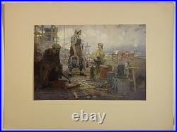 Vintage Soviet Union USSR Feminism woman Socialist realism art shipyard print