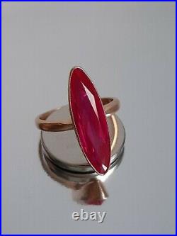 Vintage Soviet ring in rose gold ruby USSR 14K 583 star