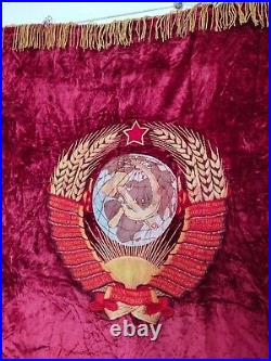 Vintage Soviet union Velvet flag WWII banner duable sided USSR Embroidery itm787