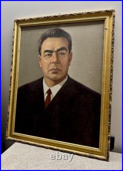 Vintage USSR Picture Of Leonid Brezhnev Painting Wall Decor