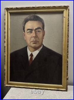 Vintage USSR Picture Of Leonid Brezhnev Painting Wall Decor