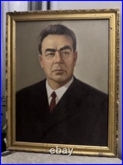 Vintage USSR Picture Of Leonid Brezhnev Painting Wall Decor