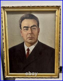 Vintage USSR Picture Of Leonid Brezhnev Painting Wall Decor