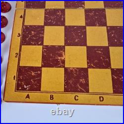 Vintage USSR Soviet Union Handmade Wooden Chess Set, Handpainted Folk Art Russia