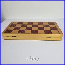 Vintage USSR Soviet Union Handmade Wooden Chess Set, Handpainted Folk Art Russia