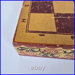 Vintage USSR Soviet Union Handmade Wooden Chess Set, Handpainted Folk Art Russia