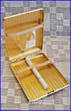Vintage USSR Soviet Union Russia old cigarette case Skier 50s