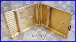 Vintage USSR Soviet Union Russia old cigarette case Skier 50s