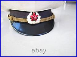 Vintage USSR Soviet Union Russian Marine Officer Visor Cap Hat