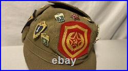 Vintage USSR Soviet Union Russian Military Hat 14 Pins USSR 3 Patches SZ 54