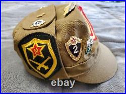 Vintage USSR Soviet Union Russian Military Hat 14 Pins USSR 3 Patches SZ 54