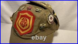 Vintage USSR Soviet Union Russian Military Hat 14 Pins USSR 3 Patches SZ 54