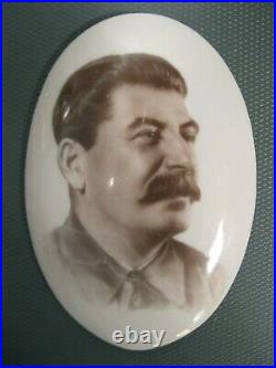 Vintage ceramics plaque STALIN leader Soviet Union WWII USSR Factory Dulevo