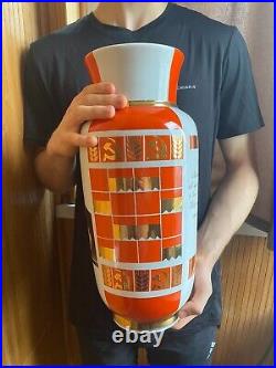 Vintage, huge 40 cm. Soviet, ceramic vase, propaganda, agitation. USSR