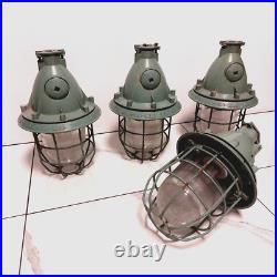 Vintage industrial Soviet Union USSR pendant lamp with glass dome