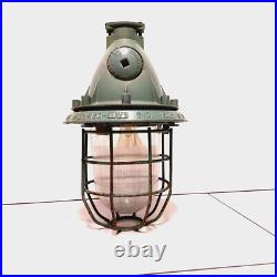 Vintage industrial Soviet Union USSR pendant lamp with glass dome