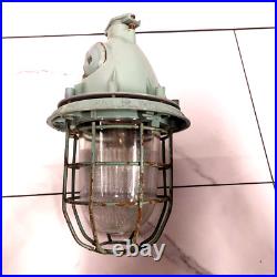 Vintage industrial Soviet Union USSR pendant lamp with glass dome