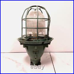 Vintage industrial Soviet Union USSR pendant lamp with glass dome