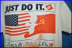 Vtg 90s NIKE USA RUSSIA PEACE JUST DO IT SOVIET UNION UNITED STATES t-shirt L