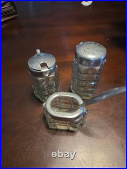 Vtg. Soviet Union, Russia Condiments Set, 1 Missing Top, 1 Small Chip Spoon