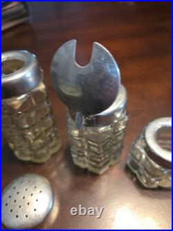 Vtg. Soviet Union, Russia Condiments Set, 1 Missing Top, 1 Small Chip Spoon