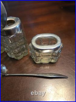 Vtg. Soviet Union, Russia Condiments Set, 1 Missing Top, 1 Small Chip Spoon