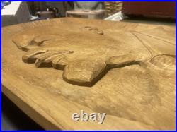 Vtg USSR Solid Large Wood Carved Vladimir LENIN Bust Wall Plaque relief Russia