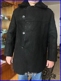 Winter Tulup Original Sheepskin SIZE52 Black Soviet Army Officer Bekesha Winter Tulup Original Sheepskin SIZE52 Black Soviet Army Officer Bekesha