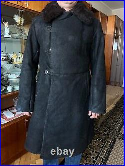 Winter Tulup Original Sheepskin SIZE54 Black Soviet Army Officer Bekesha