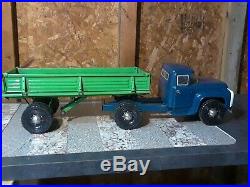 ZIL Russian pressed steel model toy truck with trailer vintage Soviet Union